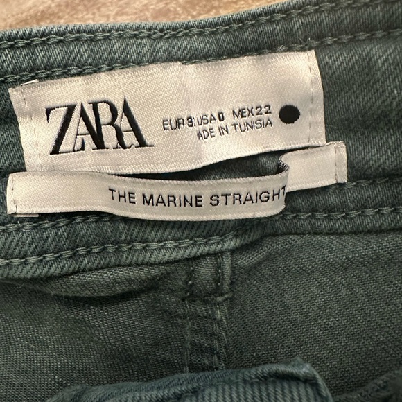 Zara Marine Straight Green High-Waisted Pants - Picture 4 of 4